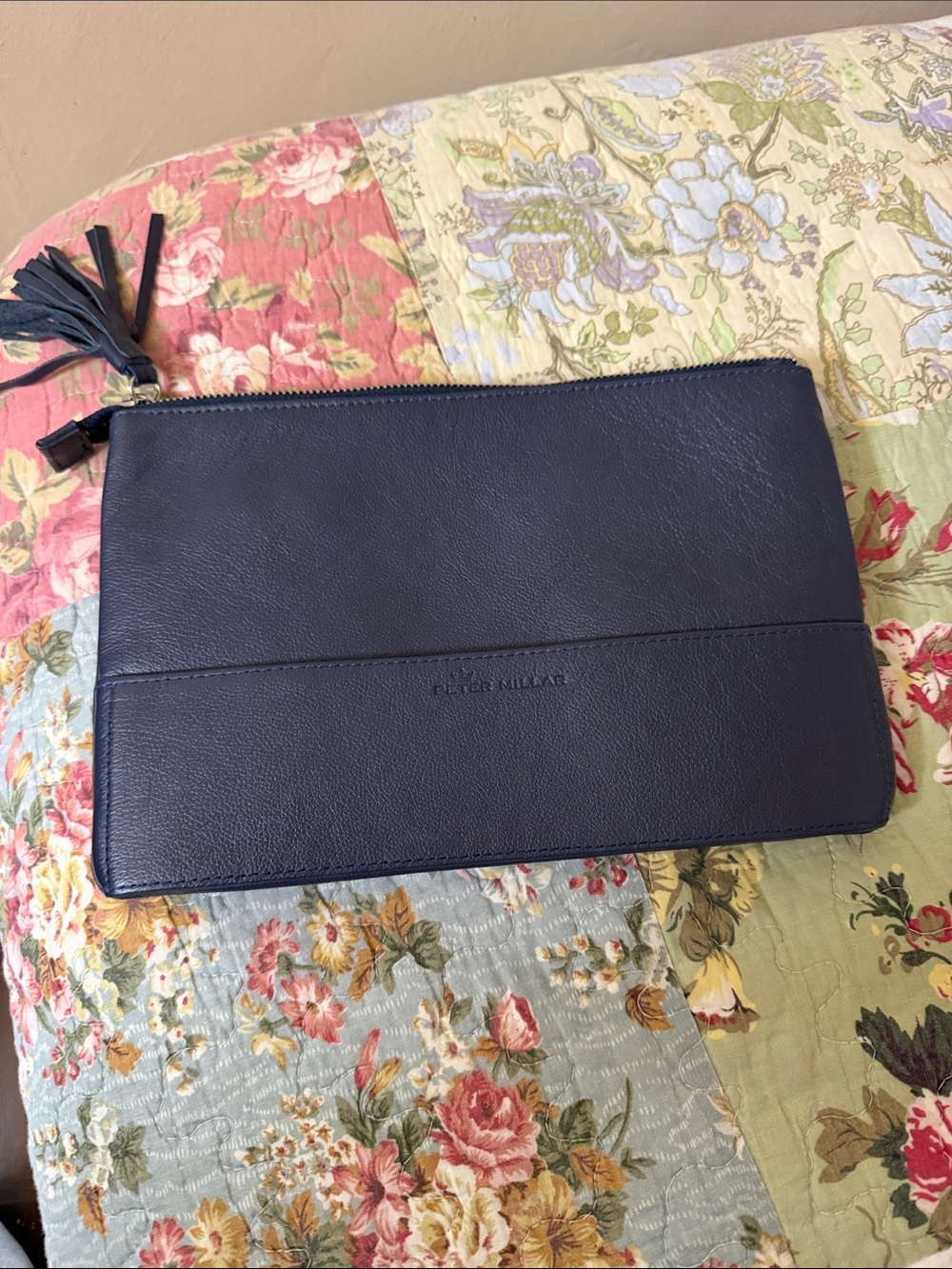 Peter Millar Navy Floral Lined Wristlet